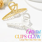 CAKURE Metal Claw Clips Gold Hair Clips Large Hair Claws for Thick Hair Accessories for Women (Pack of 2)