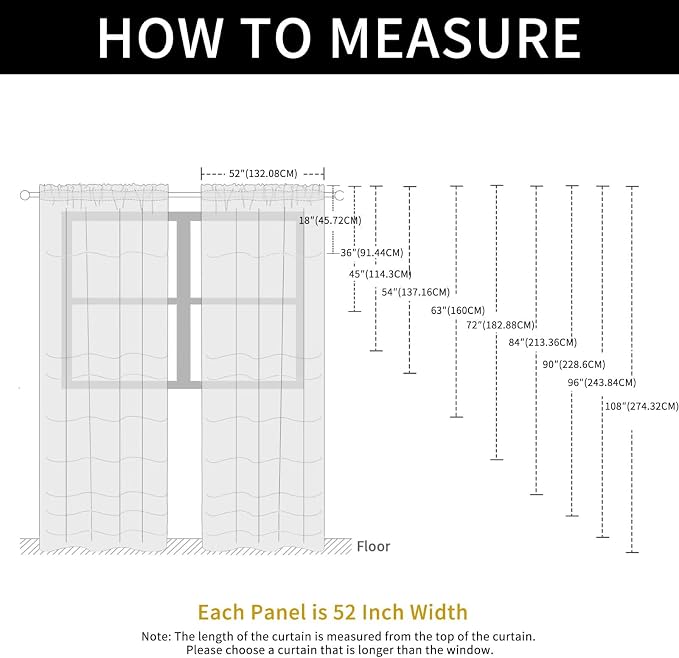 SpaceDresser Check Sheer Curtains 45 Inches Long - Image 5