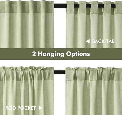 MIULEE Sage Green Kitchen Curtains 24 Inches Length 2 Panels Farmhouse | Soft - Image 5
