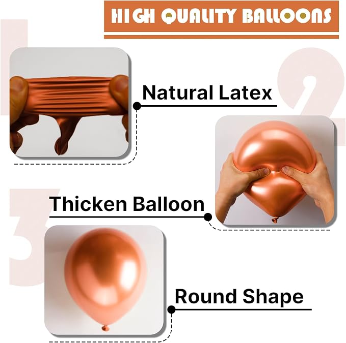 PartyWoo Rose Gold Balloons 50pcs Metallic Chrome Rose Gold Color | 5 Inch - Image 6