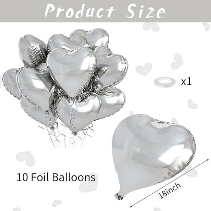 Biapian Silver Heart Balloons, Baby Shower - Image 2