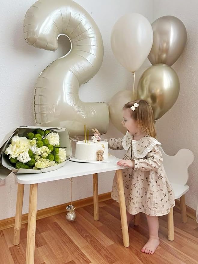 2 Balloon Numbers Birthday Decorations, 40In Cream Balloons - Image 3