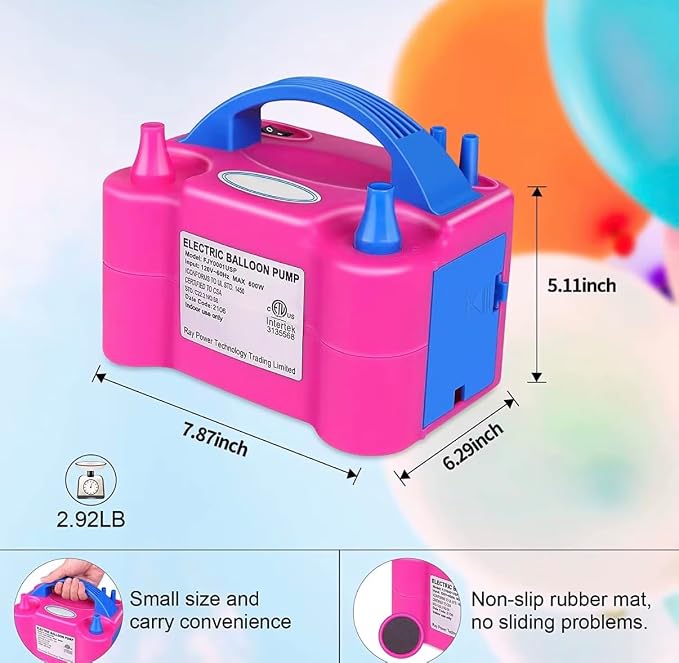 Portable Dual Nozzle Rose Red 110V 600W Electric Balloon Blower Pump/Electric - Image 5