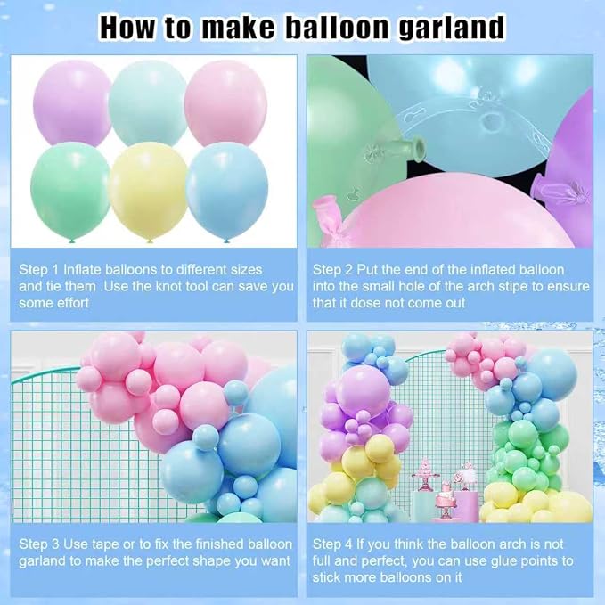 Pastel Rainbow Balloon Arch Kit, Macaron Assorted Colorful Party Balloons | - Image 3