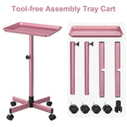 JOSTZHXIN Salon Tray,Rolling Tray Tattoo Tray,Hairstylist Rolling Tray Trolley, Height Adjustable Salon SPA Service Tray Cart