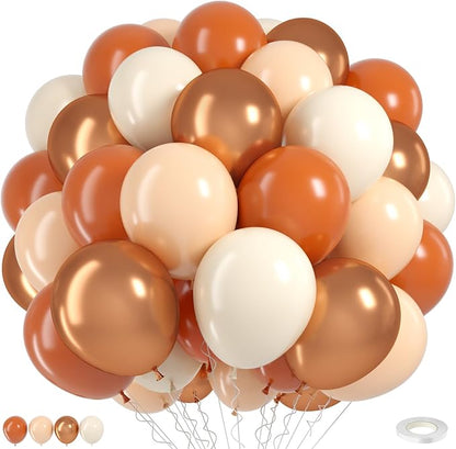 Burnt Orange Gold Balloons 55pcs, 12 Inch Terracotta Burnt Dark Orange Metallic by Togvu