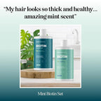 Volumizing Biotin Shampoo and Conditioner Set - Sulfate Free Shampoo and Conditioner for Dry Damaged Hair Care - Thinning Hair Shampoo and Conditioner with Nourishing Biotin and Argan Oil (Mint)