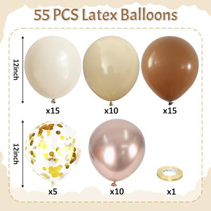 Brown Gold Balloons, Nude White Sand White Cream Coffee Balloon - Image 2