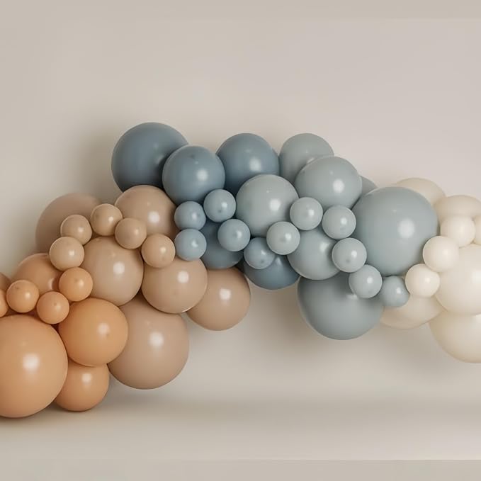 Dusty Blue Nude Sand Balloons, Double Stuffed Apricot Nude Balloon Slate Fog - Image 4