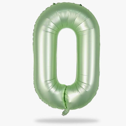 40 Inch Balloon Number 0 Sage Green, Large Foil Olive Green Number Balloons Set by Lingqiang
