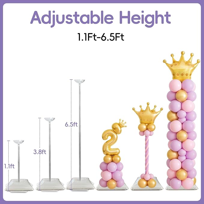 Balloon Column Stand Set of 4, 6.5ft Adjusable Height - Image 2