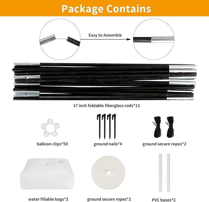 RUBFAC Balloon Arch Kit, 8ft Tall & 9ft Wide Adjustable Balloon Arch Frame Stand - Image 2