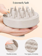 HEETA Hair Scalp Massager for Hair Growth, Shampoo Brush, Scalp Scrubber Exfoliator with Soft Silicone Bristles for Dandruff Removal to Relieve Stress, Wet Dry Use Updated Material, Beige