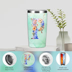 Personalized Gifts Monogrammed Birthday Gifts for Women, Mommy, Female Going Away Christmas, Initial 20 oz Tumbler, Makeup Cosmetic Bag Cup Pens Journal Notebook 6 Set, (Aesthetic Green Flower P)