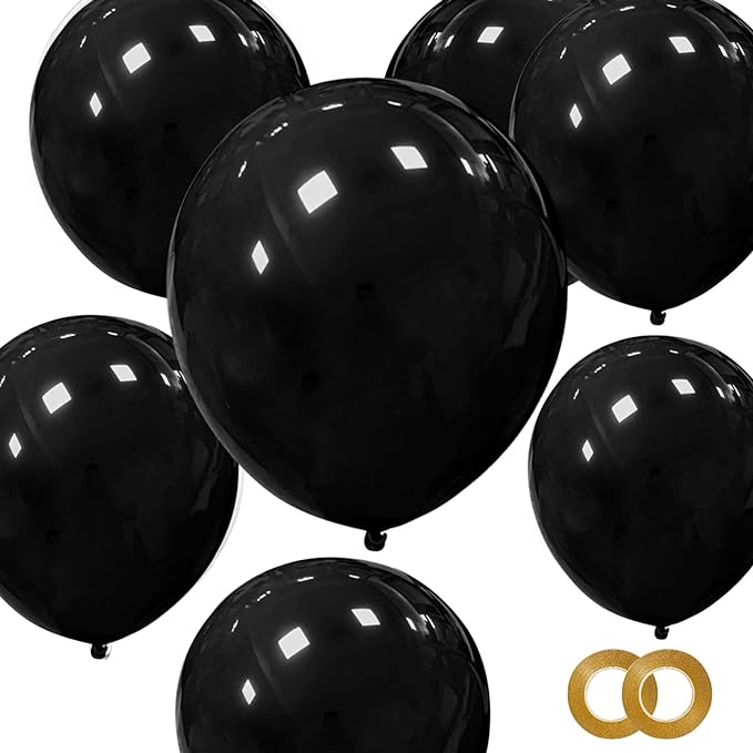 Black Latex Balloons 100 Pack 12 Inch Black Round Helium Balloons Party Balloons by ASIYUHY