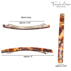 French Amie Long and Thin Caramel Large 4” Handmade Celluloid Automatic Sleek Hair Clip Barrette for Women and Girls (Caramel)