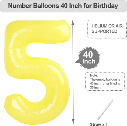 4 Balloon Number 40 Inch for Yellow Birthday Party Decorations | Mix & Match - Image 5