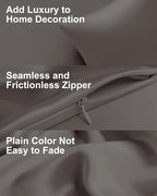 THXSILK Set of 2 100% Mulberry Silk Pillowcases for Hair and Skin, Both Sides 19 Momme Pure Natural Silk Pillowcase, Soft Breathable Zipper Pillow Cases Queen Size 20"x30", Dark Grey