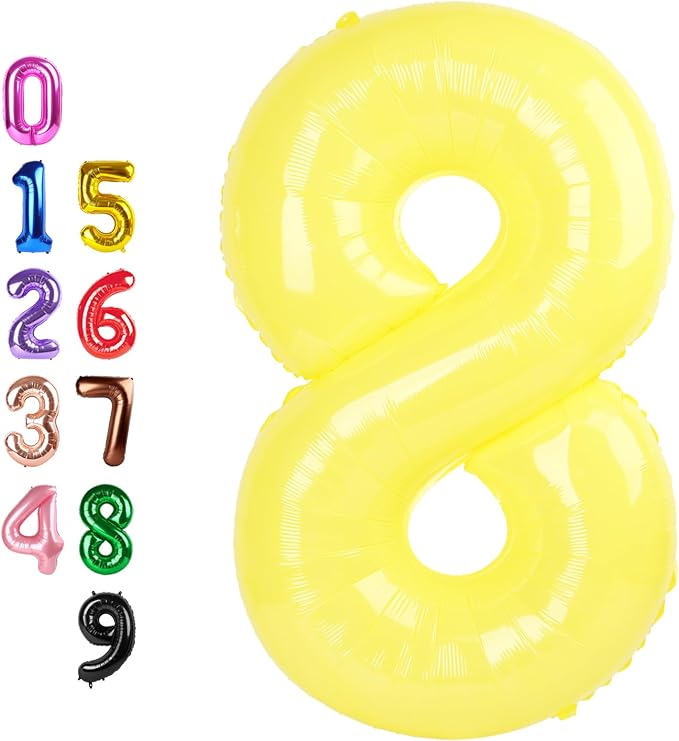 8 Balloon 40 inch Yellow Number Balloons by Enyeopd