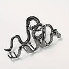 Black Snake Metal Hair Clip, 1Pcs 4.52Inch, Elegant Wavy Snake Design, Strong Hold Grip for Thin/Thick Hair, Daily Wear Women's Hair Accessory