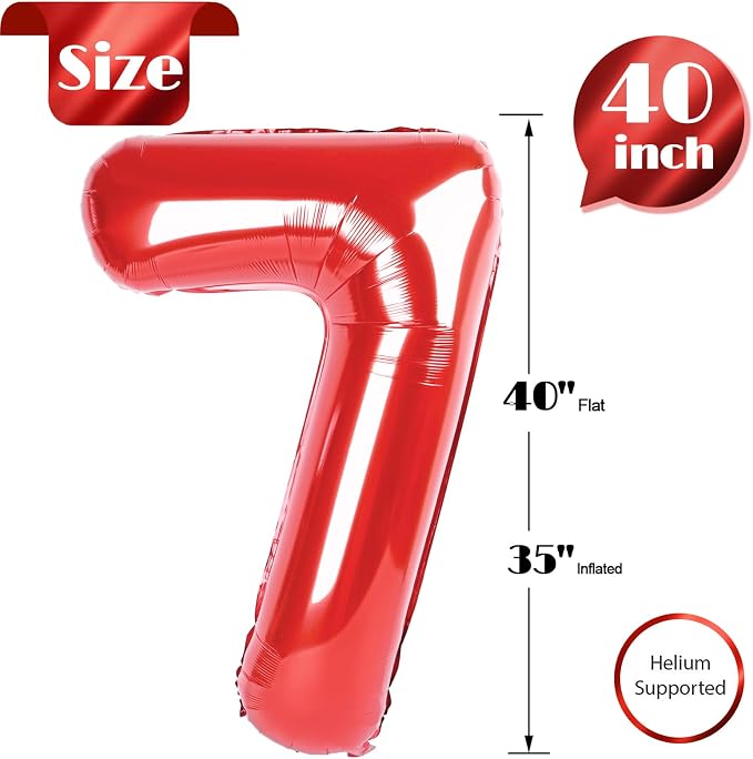 Red Number 7 Balloon 40 Inch - Image 5