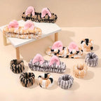 18PCS Cute Cat Ears Spa Headband for Washing Face Makeup Skincare Headband with Wrist Bands, Sleepover Party Supplies for Women/Teen Girl Trendy Stuff Present (18PCS Cat Ears, standard size)
