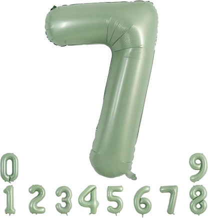 TONIFUL 40 Inch Sage Green Large Number 7 Balloon by TONIFUL
