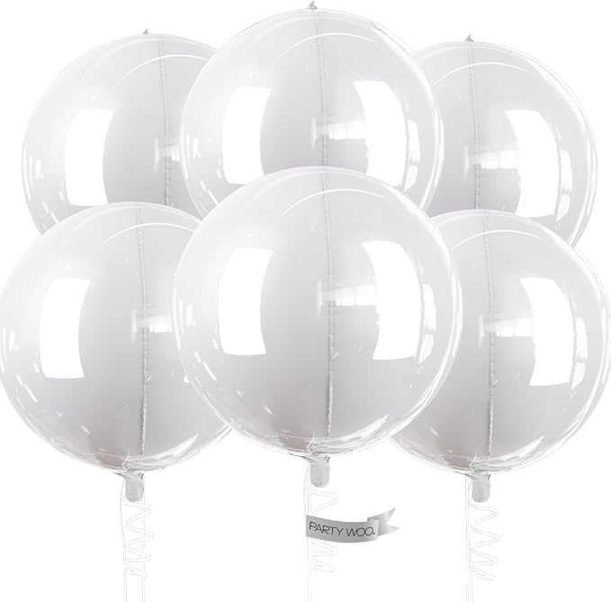 PartyWoo White Large Round Giant 4D Jumbo Foil Balloons 6pcs 22 Inch | 22 Inch by PartyWoo