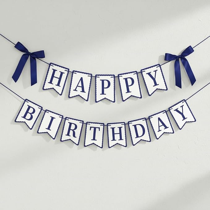 Navy Blue Happy Birthday Banner by TULOBI