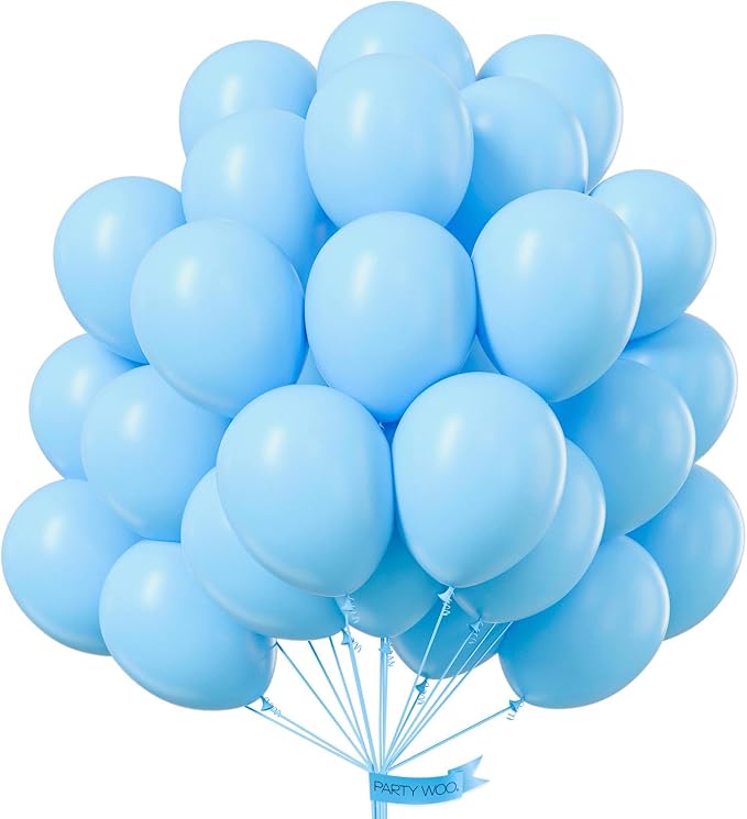 PartyWoo Light Blue Balloons 50pcs Baby Pastel Sky Aqua Blue Color | 12 Inch by PartyWoo