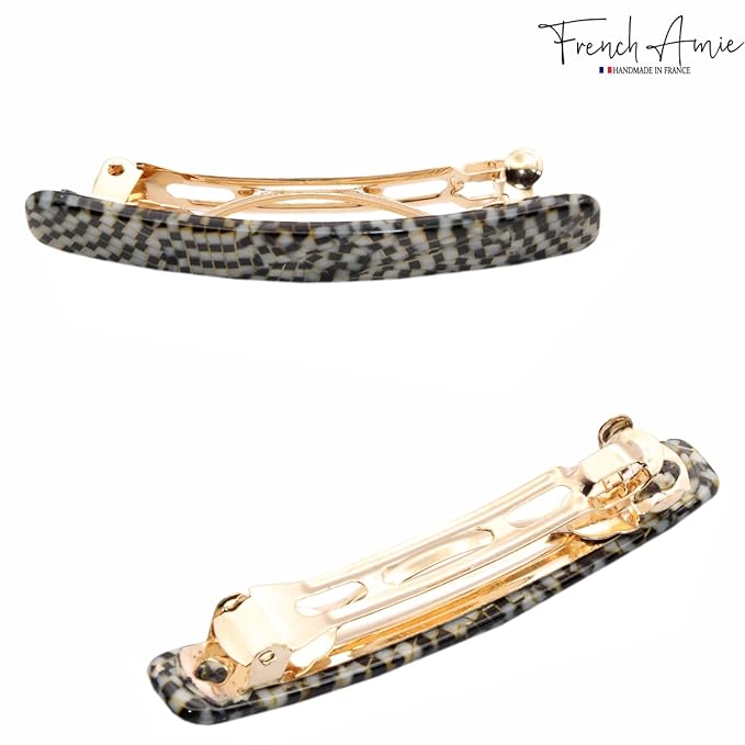 French Amie Small Opera 2 1/4 inch Celluloid Handmade Automatic Hair Clip Barrette - (Opera)