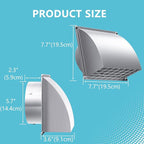 6 Inch Exhaust Vent Cover, HG Power Stainless Steel Dryer Vent Cover Outside with Removable Screen & Cushioned Non Return Flap, Air Wall Vent for House, AC, Opening Diameter: 5.7"(Silver)