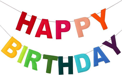 Felt Happy Birthday Garland Rainbow Banner Reusable Happy Birthday Sign Party by Mindsoft