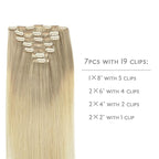 WENNALIFE Clip In Human Hair Extensions, 22 Inch 120g 7pcs Ash Blonde to Golden Blonde and Platinum Blonde Ombre Clip in Human Hair Remy Clip in Hair Extensions Real Human Hair Double Weft