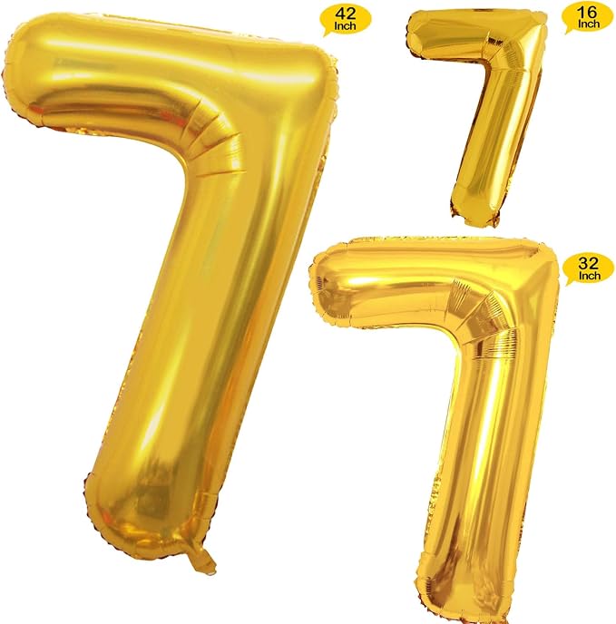 Gold Foil Balloons Number 7, Huge Number Balloons - Image 2