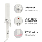 VODANA Professional GlamWave Ceramic Curling Iron, Long-Lasting Natural Curls, Instant Heat, Hair Curler, Curling Wand, Available in USA (1.4 inch, Ivory)