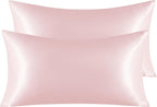 NTBAY 2 Pack Satin King Pillowcases for Hair and Skin, Luxurious and Silky Pillow Cases with Envelope Closure, 20x40 Inches, Light Pink