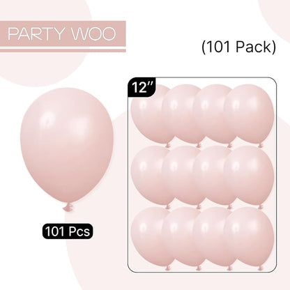 PartyWoo Dusty Pink Balloons 101pcs Lilac Pink Color 12 Inch | Balloons - Image 8