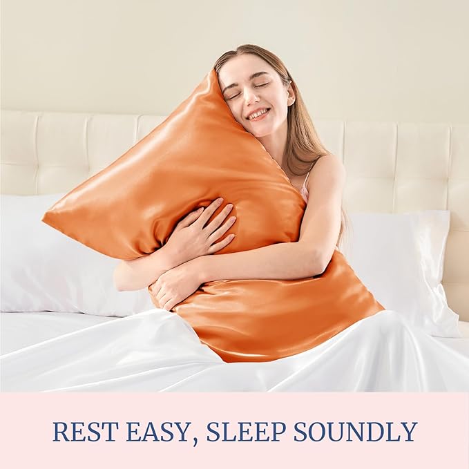 BEDELITE Satin Pillowcase for Hair and Skin, Super Soft Similar to Silk Pillow Cases 4 Pack with Envelope Closure, Cooling Pillowcases for Women Men (20"x40" King Size, Burnt Orange)