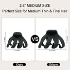 2.8" Medium Octopus Hair Clips for Women, Matte Claw Clips for Thin Hair, 90' Strong Hold Non-slip Spider Octopus Clip for Fine Hair Jaw Clips (Black & Tortoise)