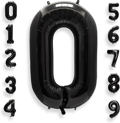 AULE 40 Inch Black Number Balloon 0 Foil 0-9 Birthday Big Numbers | Birthday by AULE
