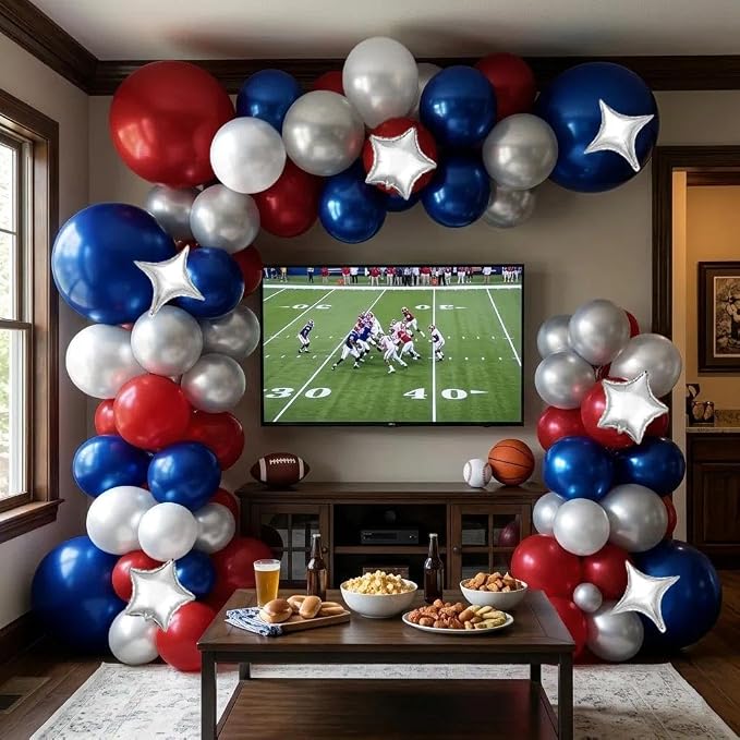 Red White Blue Balloon Arch Double Stuffed Burgundy Navy Blue Balloon Kit | - Image 5