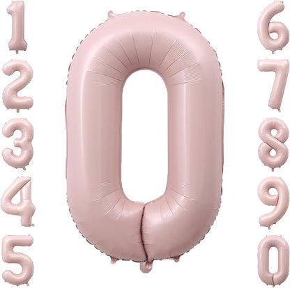 Baby Pink Number 0 Balloon 40 Inch, Foil Numeral Celebration Party Supplies | by Unknown