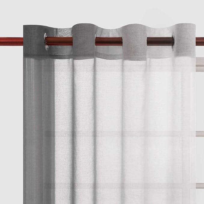 DWCN Ombre Grey Faux Linen Sheer Curtains - Image 9