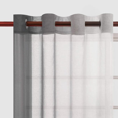 DWCN Ombre Grey Faux Linen Sheer Curtains - Image 9