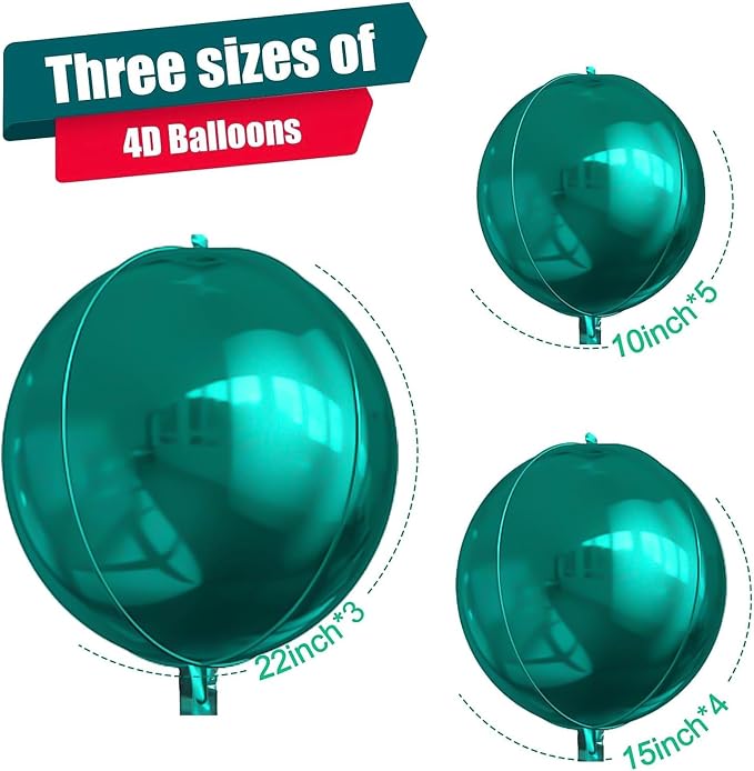 12Pcs Dark Green Round Foil Balloons, Metallic Green Foil Balloon - Image 2
