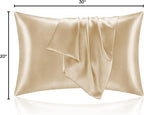 BEDELITE Satin Pillowcase for Hair and Skin, Super Soft and Cooling Similar to Silk Pillow Cases 2 Pack with Envelope Closure, Gift for Women Men(20"x30" Queen Size, Champagne)