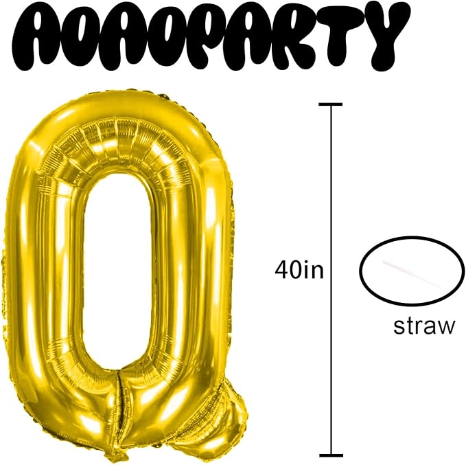 Letter Balloons Gold 40 Inch Q Large Giant Big Foil Mylar Balloon | - Image 3