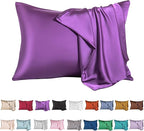 Mulberry Silk Pillowcase for Hair and Skin,King Size Cooling Silk Pillow Case with Hidden Zipper,Allergen Proof Dual Sides Soft Breathable Smooth Silk Pillow Cover for Women(King,Purple)