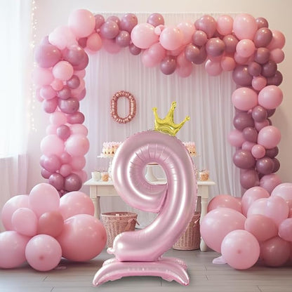 42 Inch Crown Pink Number Balloon, Number 9 Balloon - Image 2